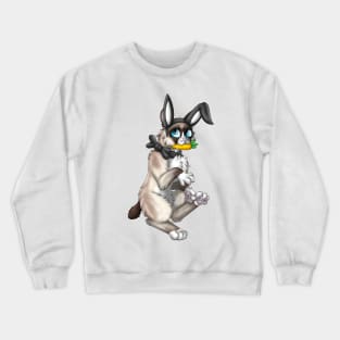 Bobtail BunnyCat: Snowshoe Point (Black) Crewneck Sweatshirt